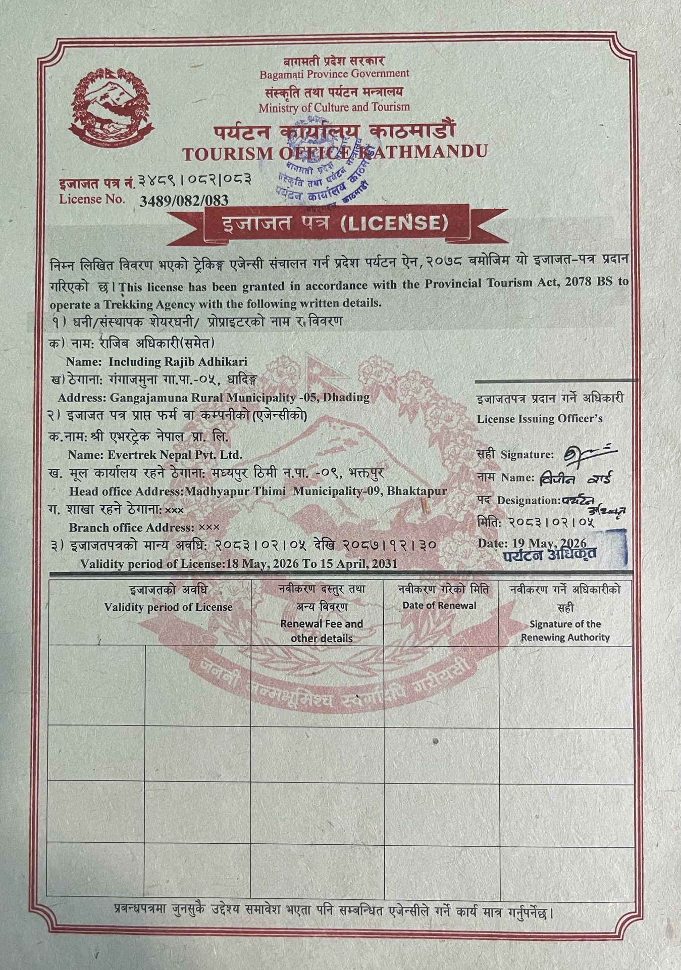 Tourism License